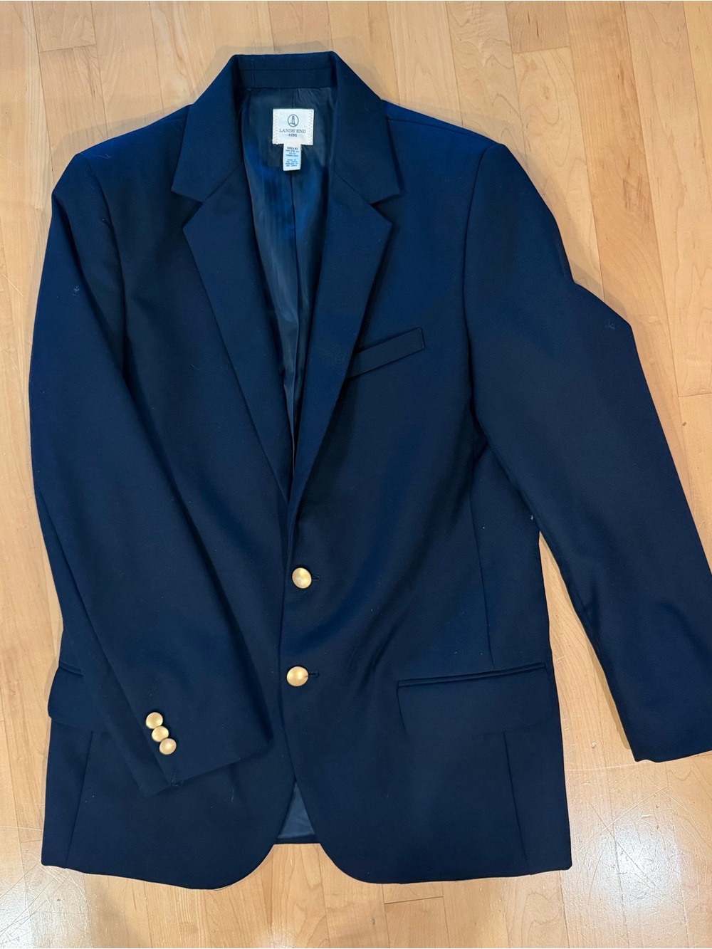 Lands' End Dark Navy Blazer with Gold Buttons